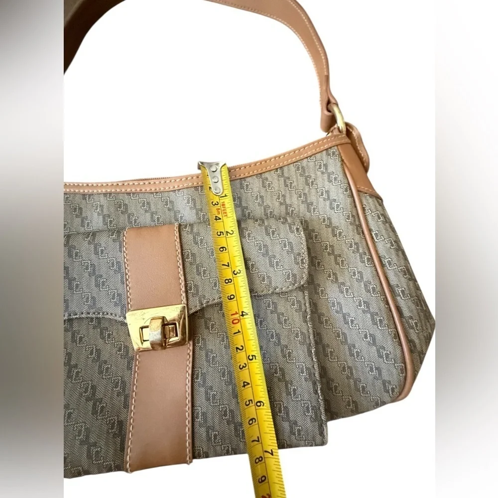 Y2k American Leather Brown Monogram Shoulder Bag